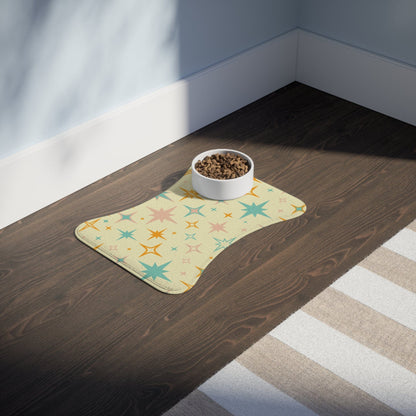 Kate McEnroe New York Mid Century Modern Atomic Starburst Pet Feeding Mats, Retro Bone and Fish Shape Cat and Dog Non - Slip, Highly Absorbent Feeding MatsPet Feeding Mats31055759463627191841