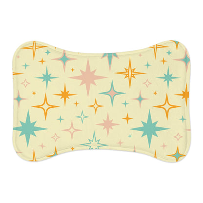 Kate McEnroe New York Mid Century Modern Atomic Starburst Pet Feeding Mats, Retro Bone and Fish Shape Cat and Dog Non - Slip, Highly Absorbent Feeding MatsPet Feeding Mats31055759463627191841