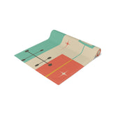 Kate McEnroe New York Mid Century Modern Atomic Starburst Table Runner, Retro Geometric Abstract Teal, Burnt Orange Cream, Mustard Yellow Cotton, Poly Table DecorTable Runners18620763875100869247