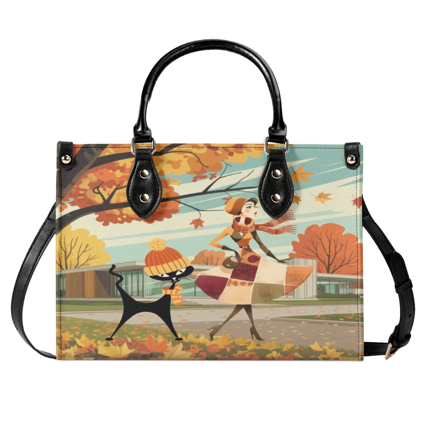 Kate McEnroe New York Mid Century Modern Autumn Handbag | Retro Atomic Cat PurseHandbagsW39ZJOLW - 1