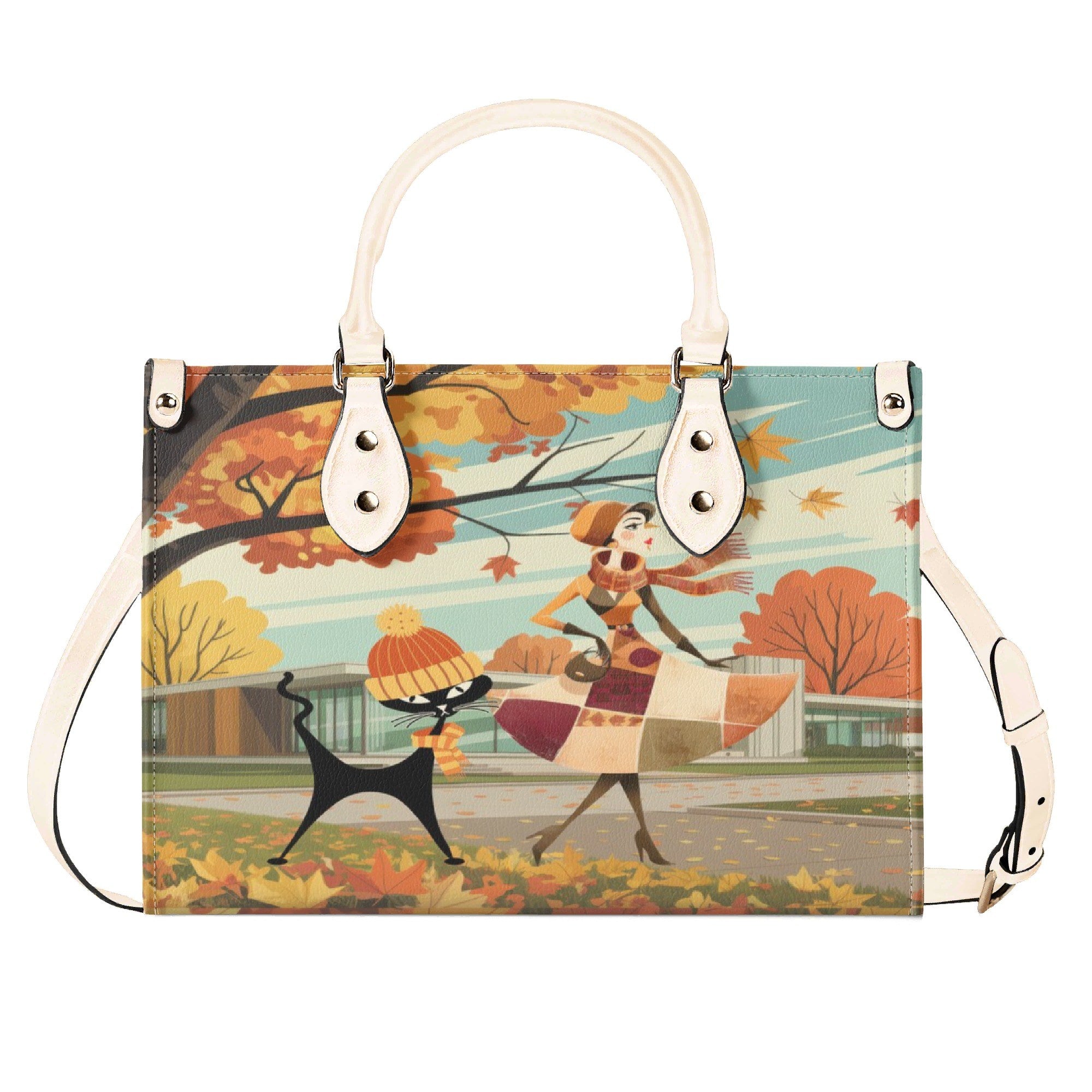 Kate McEnroe New York Mid Century Modern Autumn Handbag | Retro Atomic Cat PurseHandbagsW39ZJOLW - 4