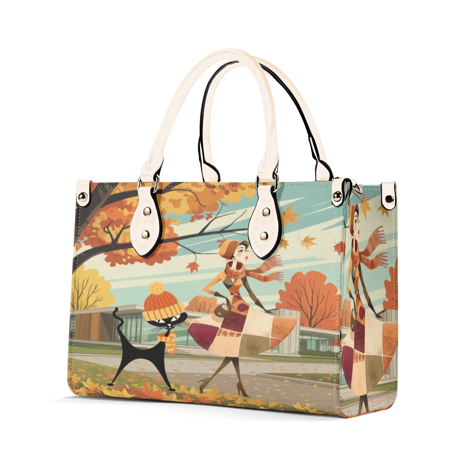 Kate McEnroe New York Mid Century Modern Autumn Handbag | Retro Atomic Cat PurseHandbagsW39ZJOLW - 4