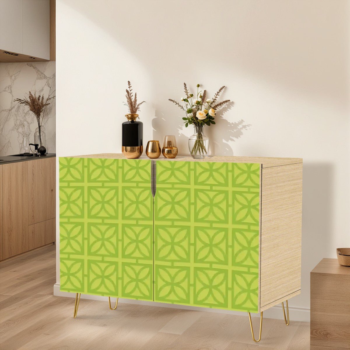 Kate McEnroe New York Mid Century Modern Avocado Green Breeze Block Wooden Storage CabinetStorage CabinetsqFqcQx6uxP