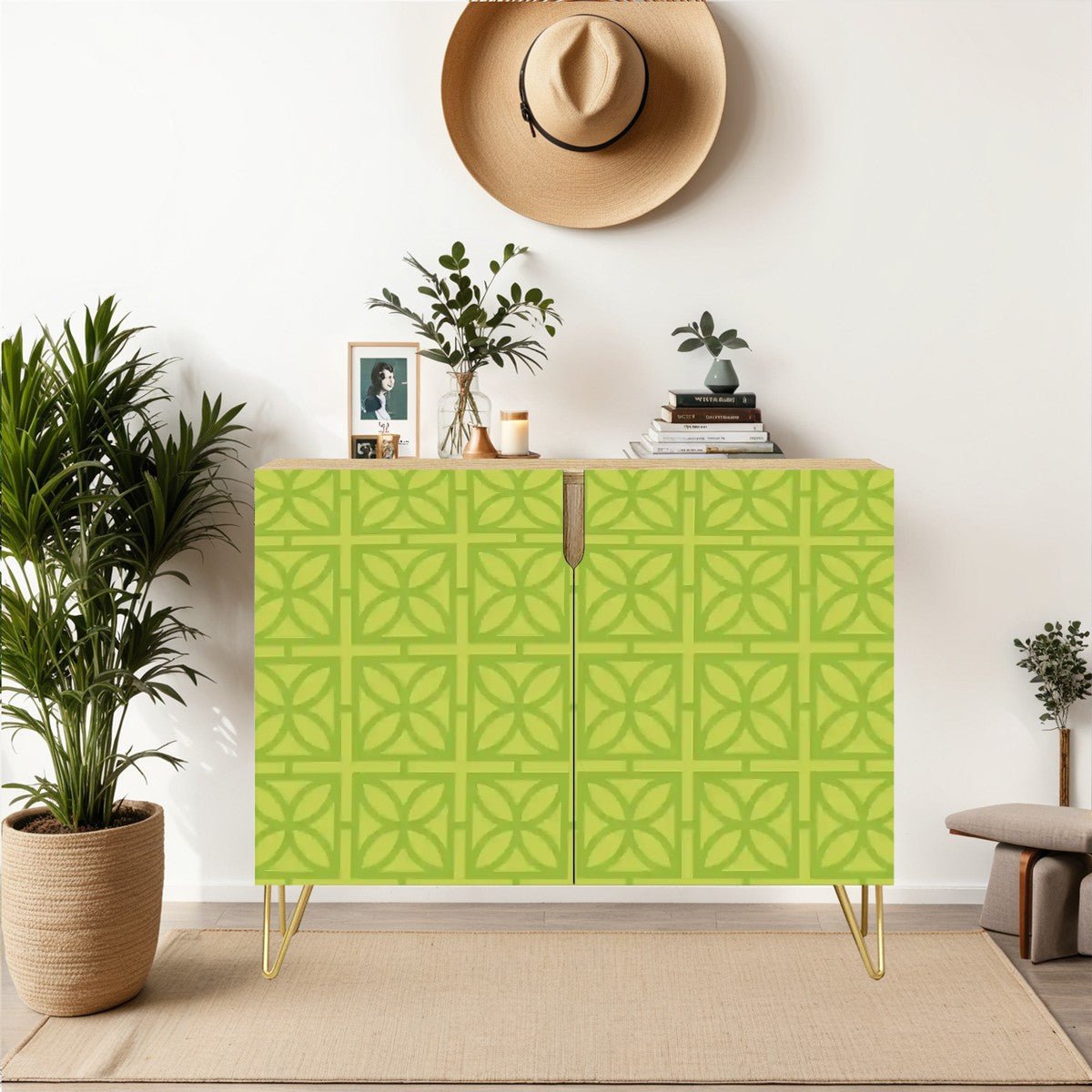 Kate McEnroe New York Mid Century Modern Avocado Green Breeze Block Wooden Storage CabinetStorage CabinetsqFqcQx6uxP