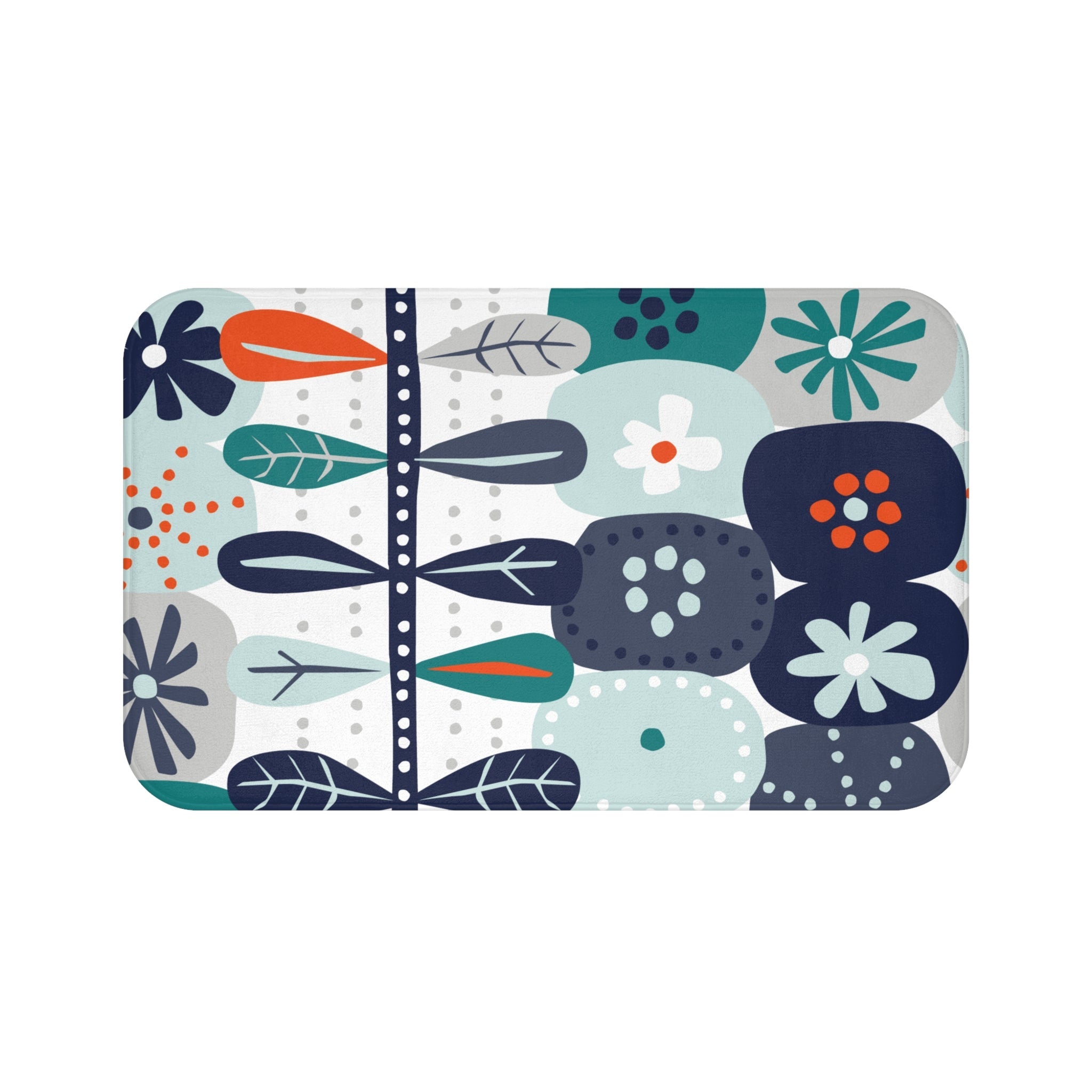 Kate McEnroe New York Mid Century Modern Bath Mat, Retro Mod Floral Scandinavian Bathroom RugBath Mats30025786744080431960