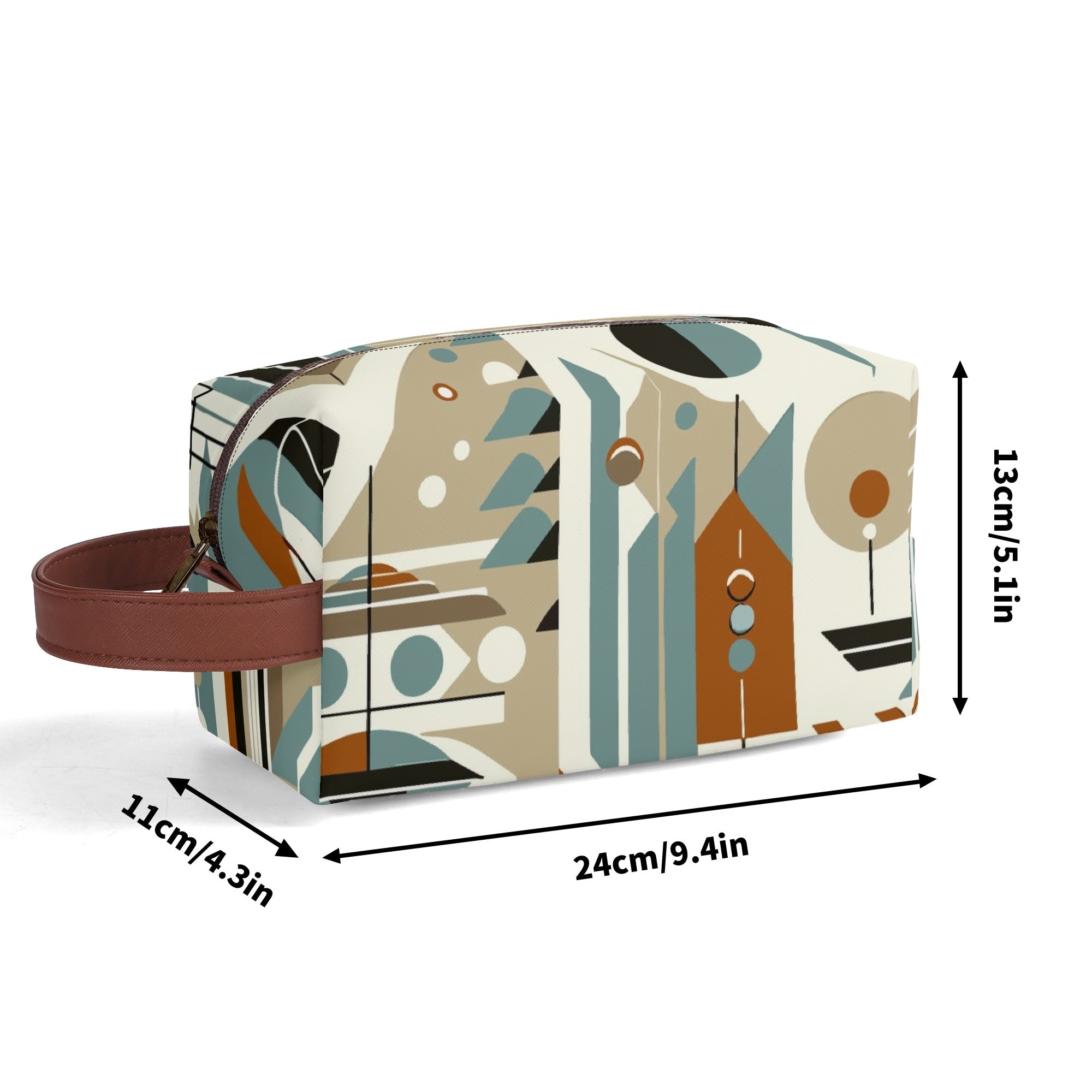 Kate McEnroe New York Mid Century Modern Bauhaus Design Toiletry Bag, 50s Retro Geometric Dopp KitCosmetic &amp; Toiletry BagsNM647QZW - 1