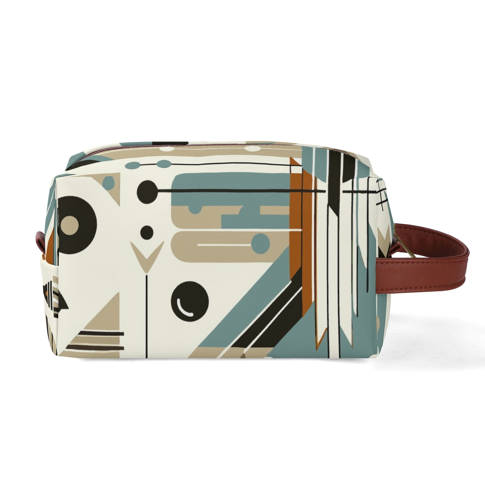 Kate McEnroe New York Mid Century Modern Bauhaus Design Toiletry Bag, 50s Retro Geometric Dopp KitCosmetic &amp; Toiletry BagsNM647QZW - 1