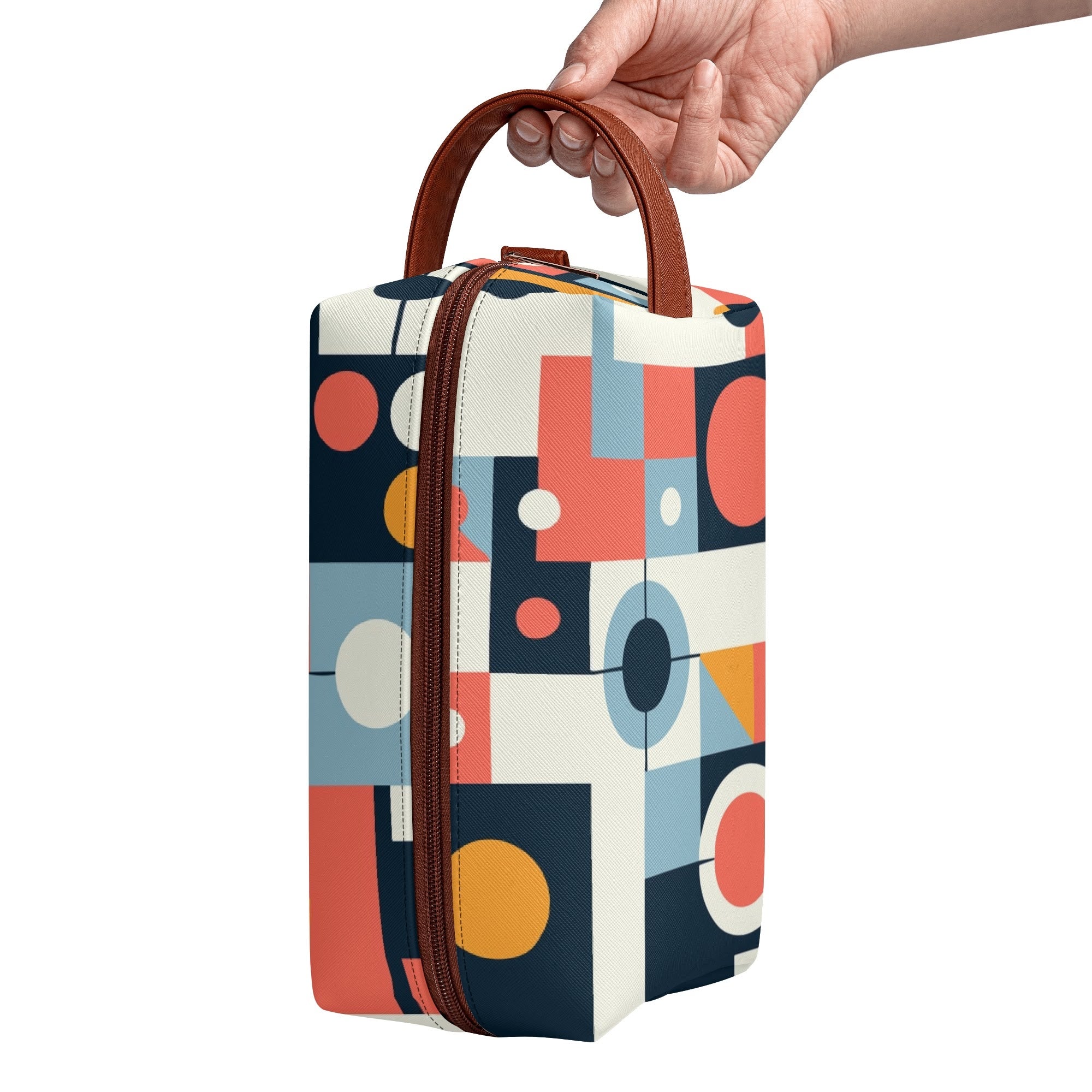 Kate McEnroe New York Mid Century Modern Bauhaus Dopp Kit, 50s Retro Geometric Toiletry Bag, Abstract MCM Travel PouchCosmetic &amp; Toiletry BagsN4ME76XW - 1