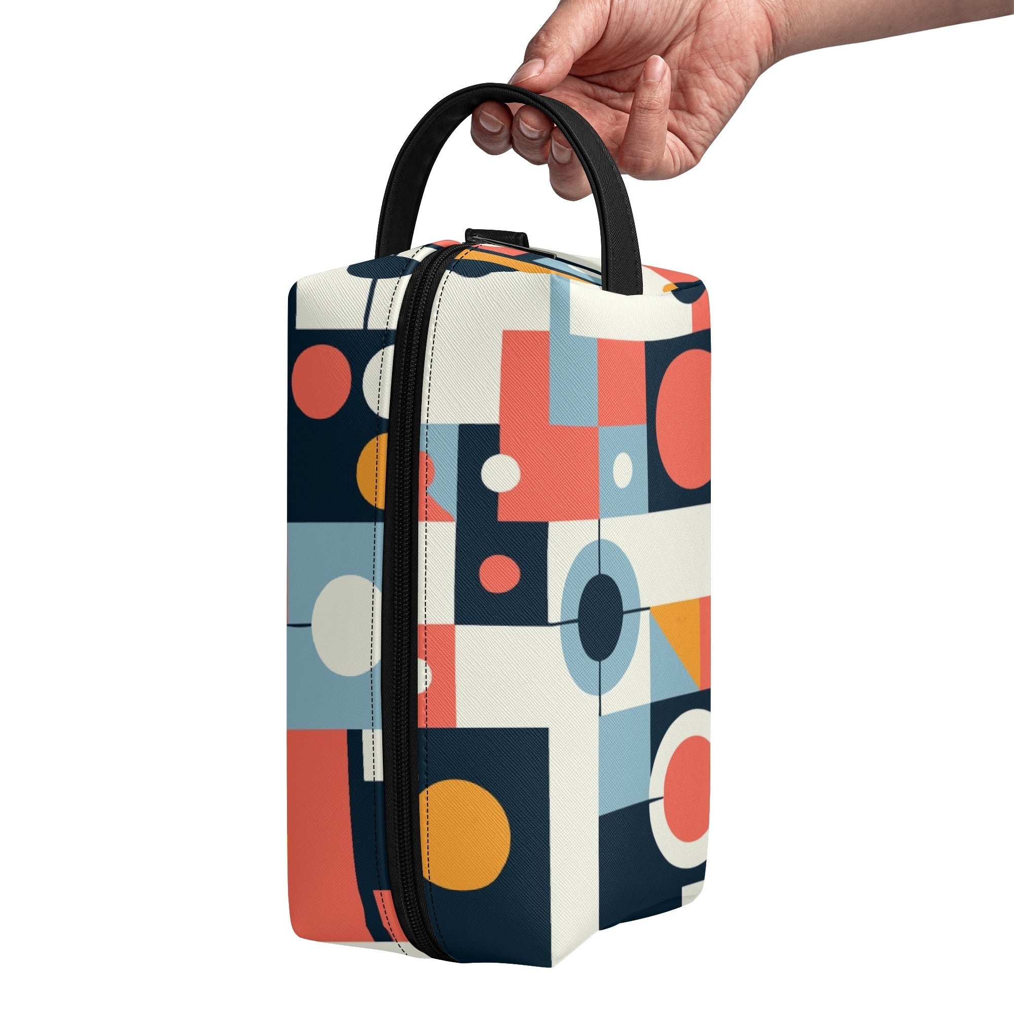 Kate McEnroe New York Mid Century Modern Bauhaus Dopp Kit, 50s Retro Geometric Toiletry Bag, Abstract MCM Travel PouchCosmetic &amp; Toiletry BagsN4ME76XW - 2