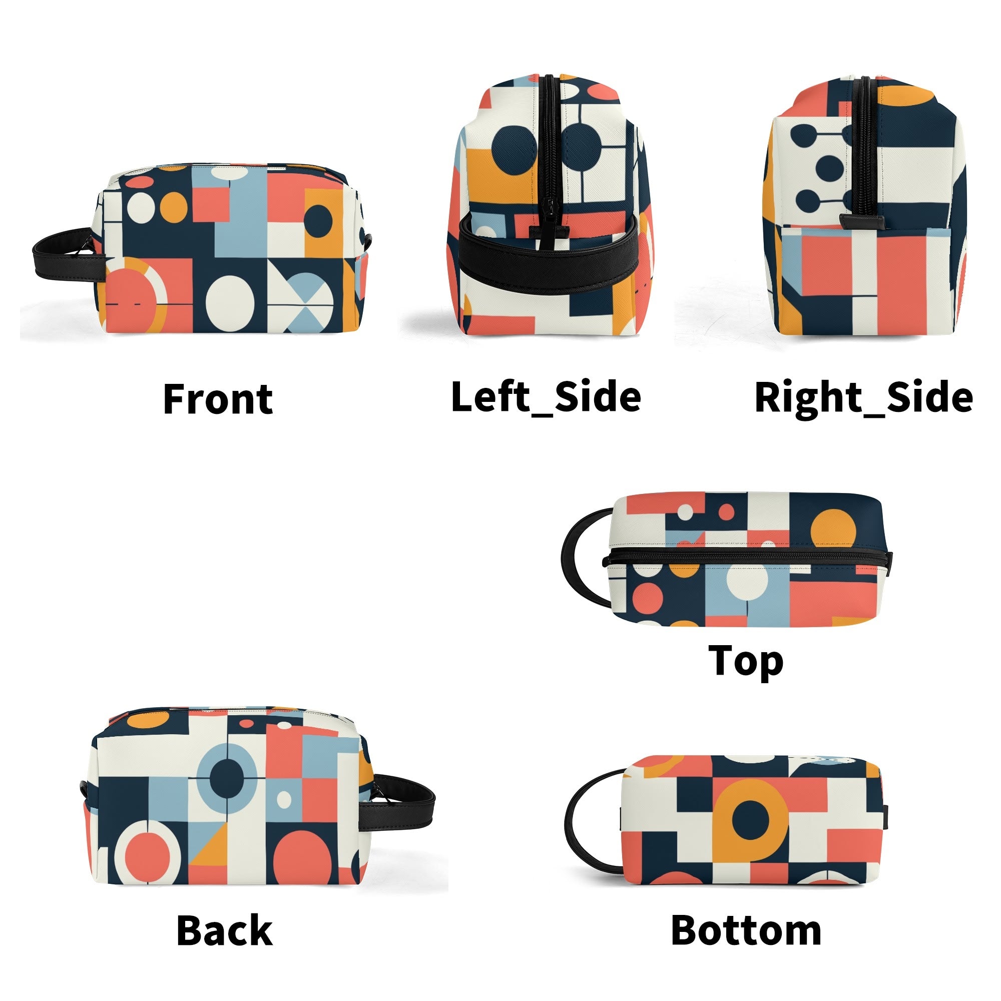 Kate McEnroe New York Mid Century Modern Bauhaus Dopp Kit, 50s Retro Geometric Toiletry Bag, Abstract MCM Travel PouchCosmetic &amp; Toiletry BagsN4ME76XW - 2