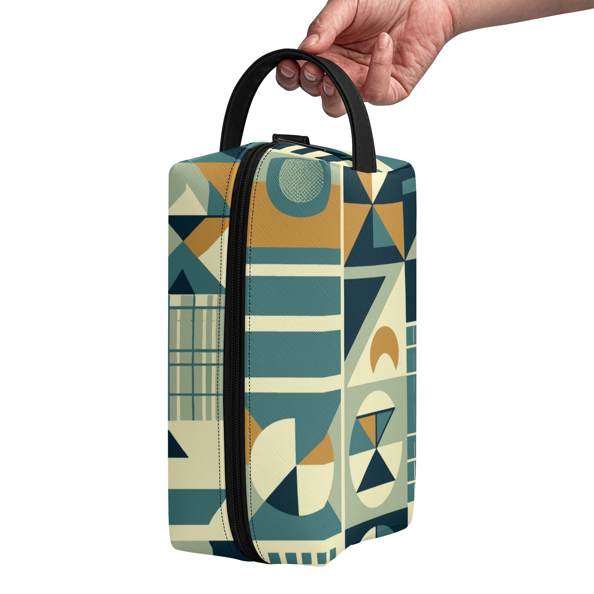 Kate McEnroe New York Mid Century Modern Bauhaus Geometric Dopp Kit, 50s Retro Abstract Toiletry Bag, Travel OrganizerCosmetic &amp; Toiletry BagsWQE28KKW - 2
