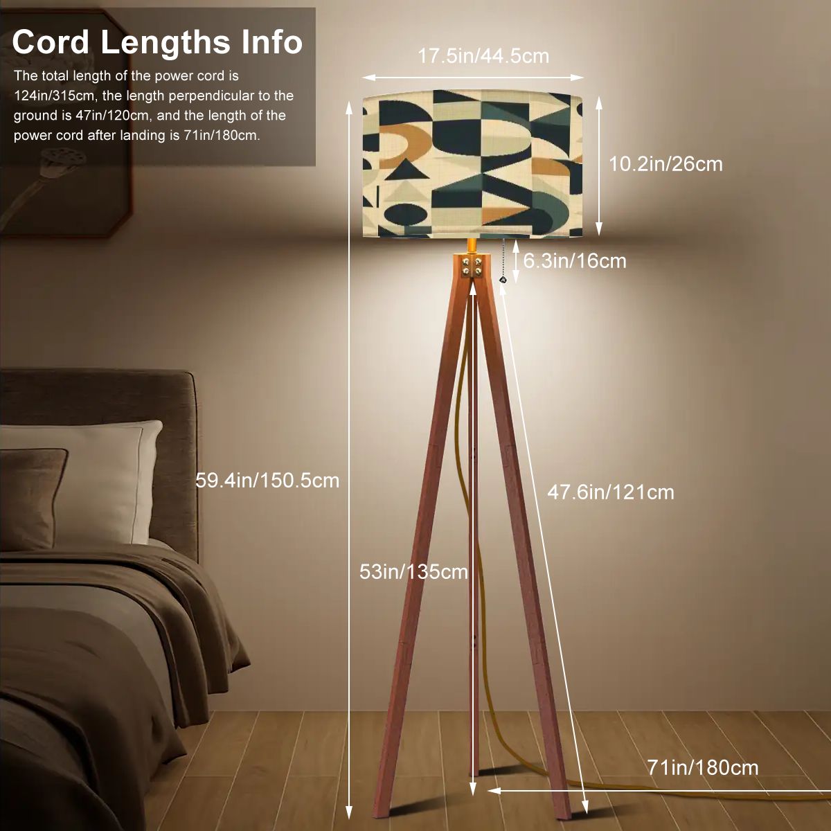 Kate McEnroe New York Mid Century Modern Bauhaus Geometric Teal Tripod Floor LampTripod Floor LampsMKmIUU5YRf