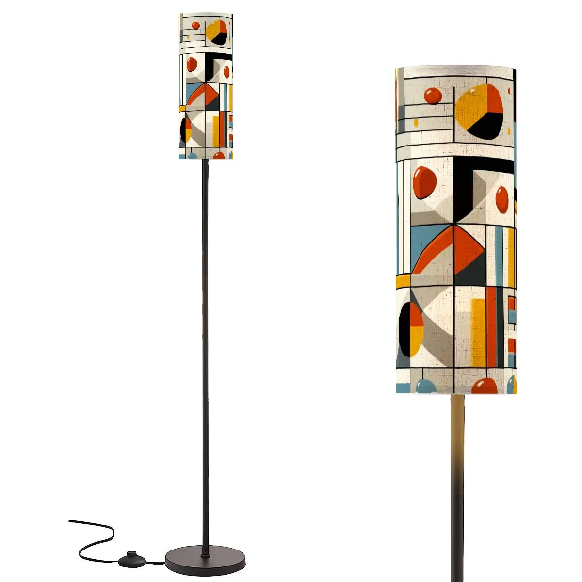 Kate McEnroe New York Mid Century Modern Bauhaus Tall Floor Lamp, Retro Geometric LightingTall Floor Lamps8ohlULnTgG