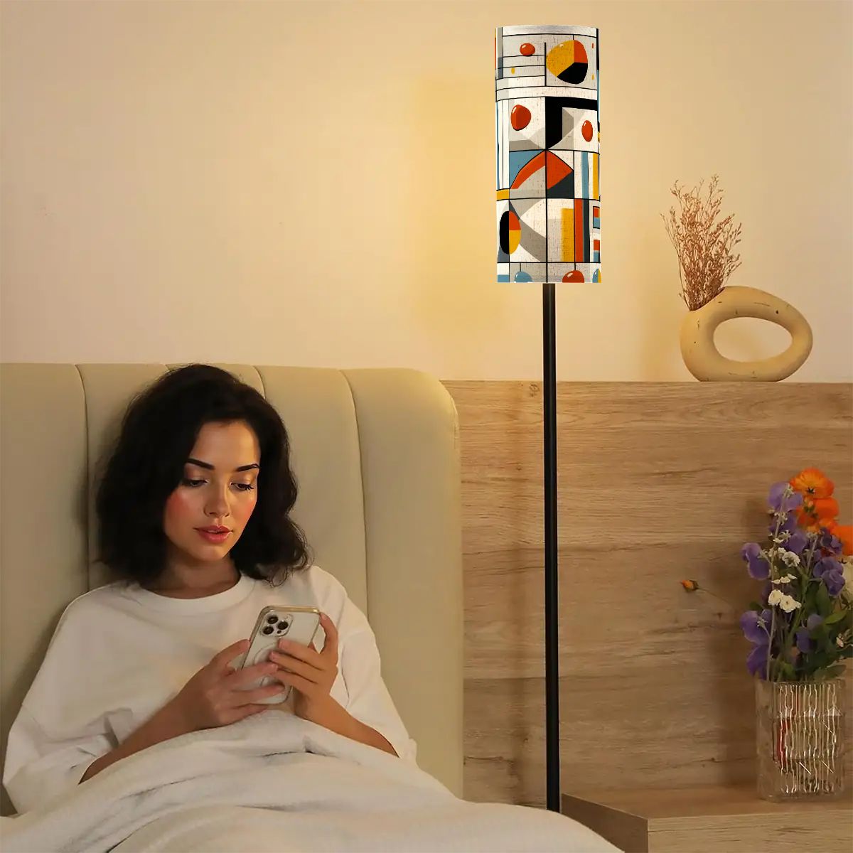 Kate McEnroe New York Mid Century Modern Bauhaus Tall Floor Lamp, Retro Geometric LightingTall Floor Lamps8ohlULnTgG