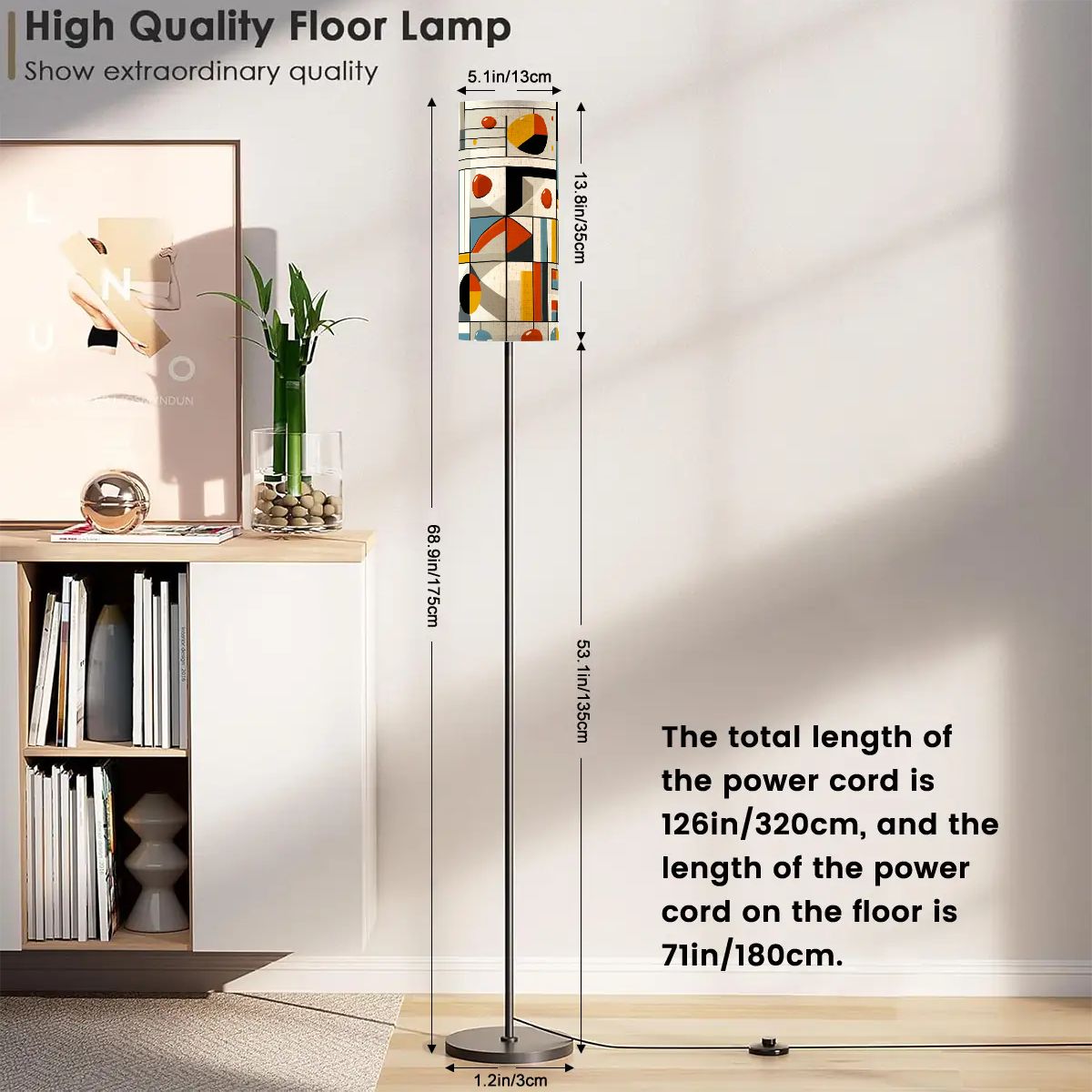 Kate McEnroe New York Mid Century Modern Bauhaus Tall Floor Lamp, Retro Geometric LightingTall Floor Lamps8ohlULnTgG