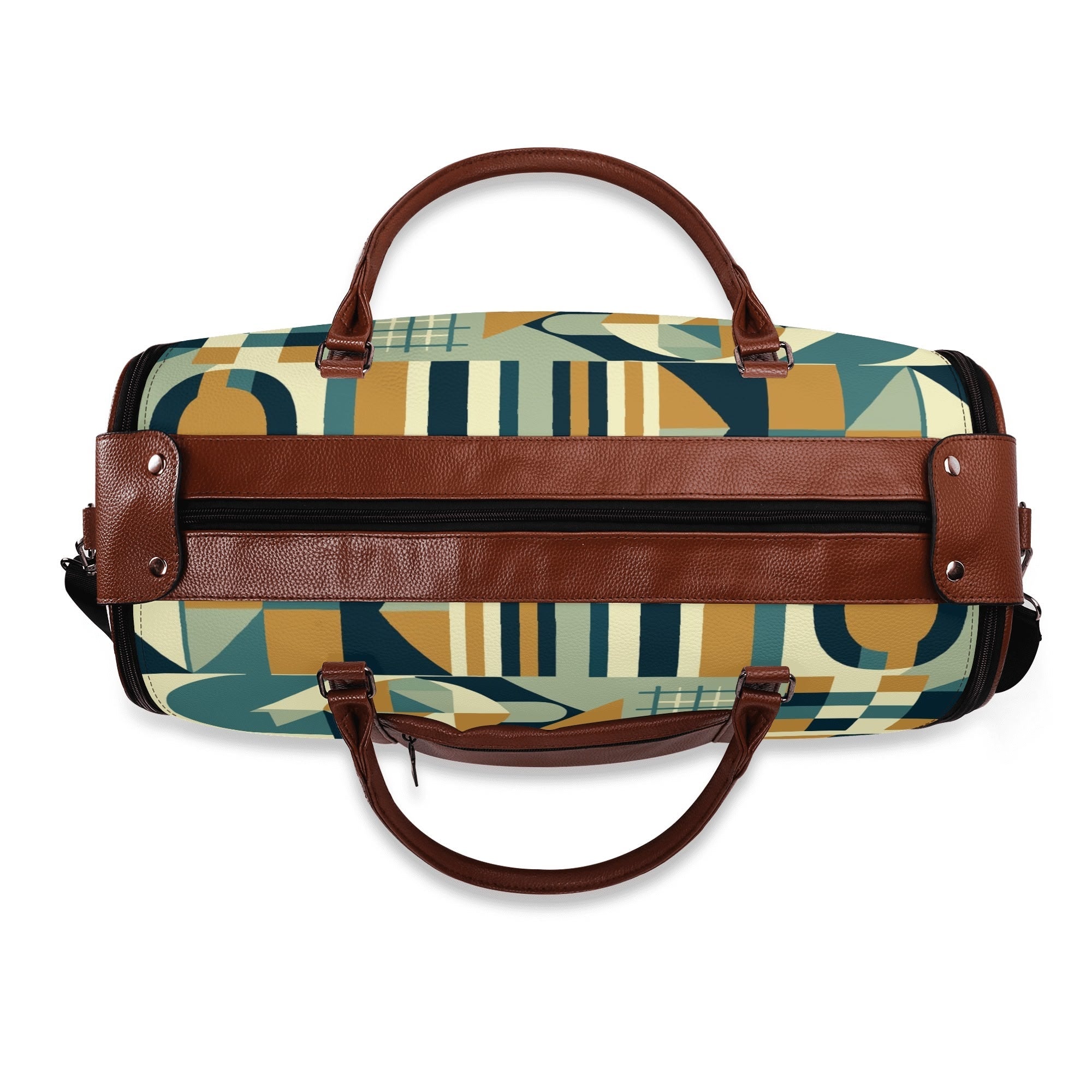 Kate McEnroe New York Mid Century Modern Bauhaus Travel Duffel Bag, 50s Geometric Weekender, Retro Carry - On LuggageDuffel BagsN7MQ2PKW - 1