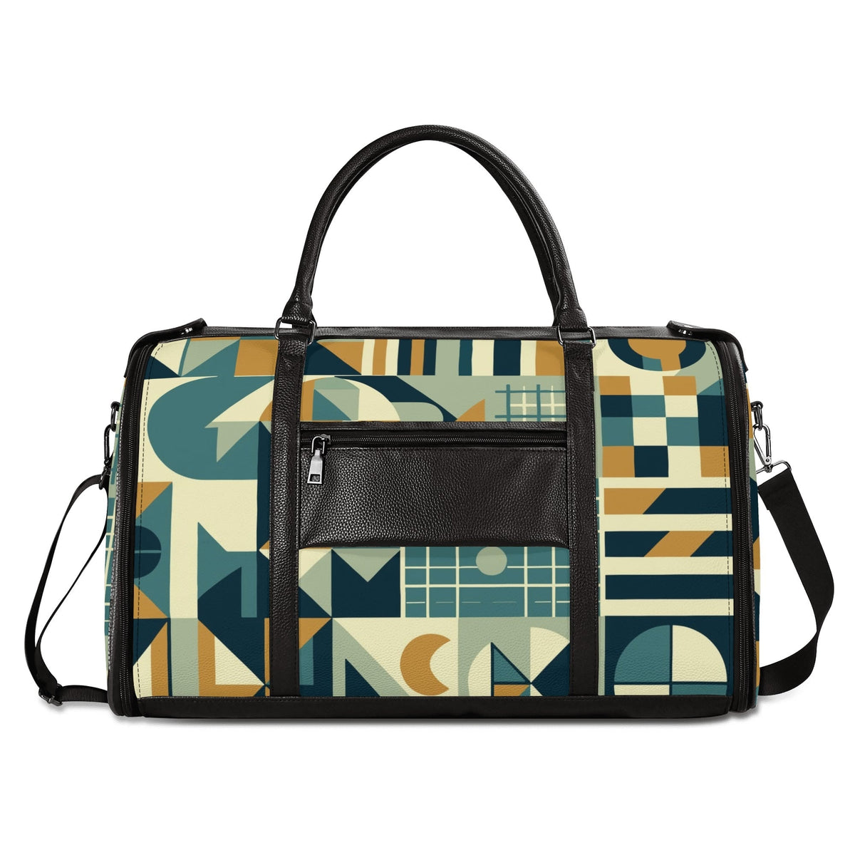 Kate McEnroe New York Mid Century Modern Bauhaus Travel Duffel Bag, 50s Geometric Weekender, Retro Carry - On LuggageDuffel BagsN7MQ2PKW - 2