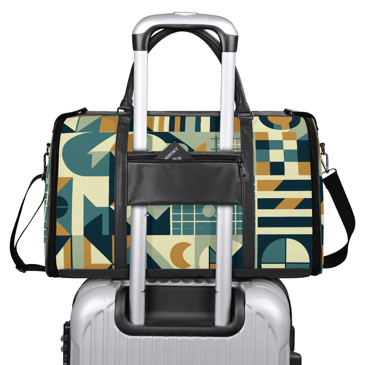 Kate McEnroe New York Mid Century Modern Bauhaus Travel Duffel Bag, 50s Geometric Weekender, Retro Carry - On LuggageDuffel BagsN7MQ2PKW - 2