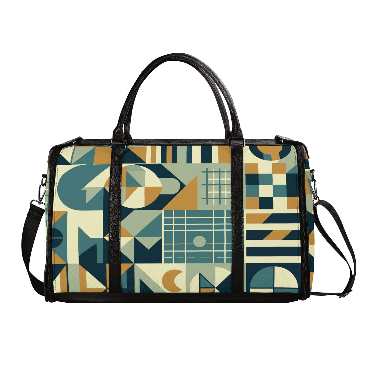 Kate McEnroe New York Mid Century Modern Bauhaus Travel Duffel Bag, 50s Geometric Weekender, Retro Carry - On LuggageDuffel BagsN7MQ2PKW - 2