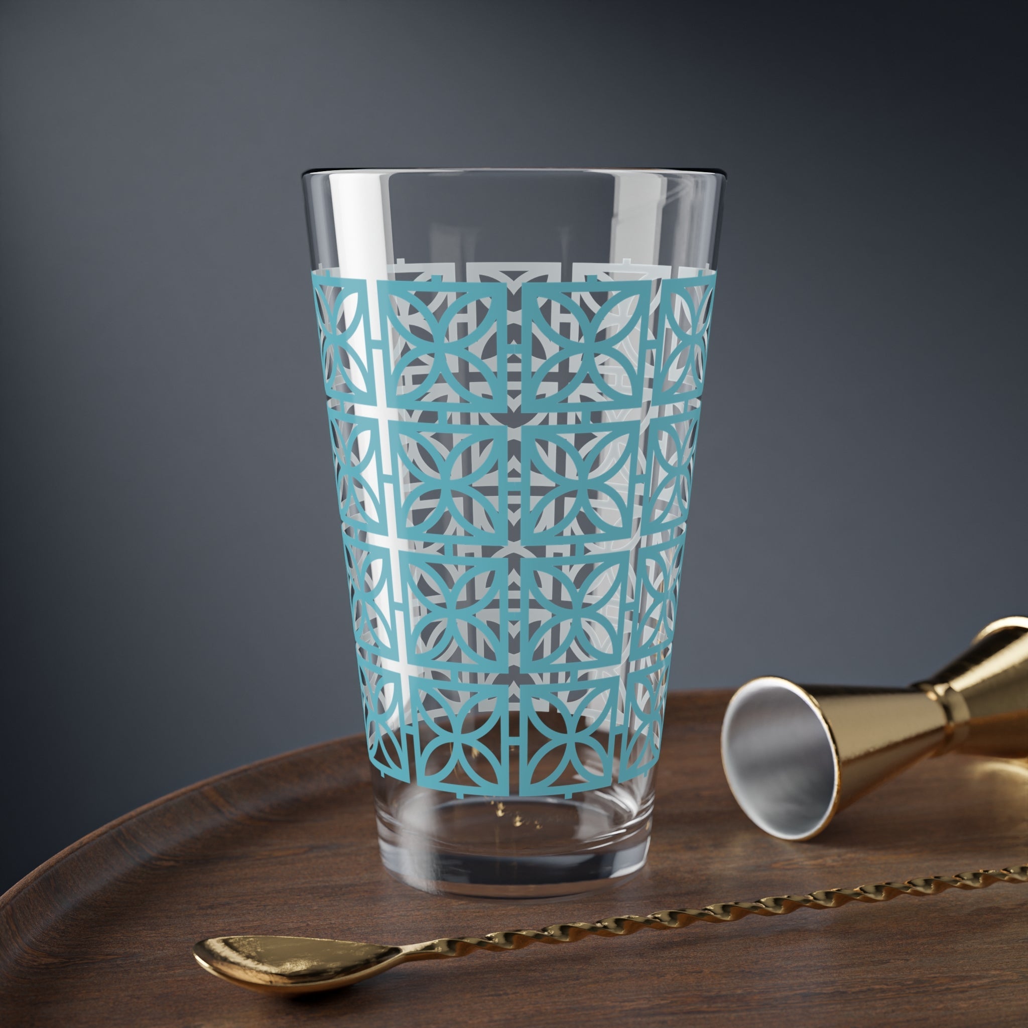 Kate McEnroe New York Mid Century Modern Blue Breeze Block Pint GlassPint Glasses24913126432856338234