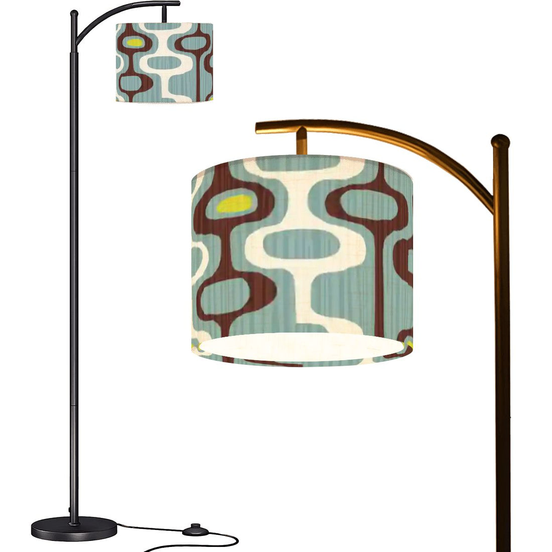 Kate McEnroe New York Mid Century Modern Blue Brown Retro Geometric Arc Floor LampArc Floor LampsqOrYfVRmOD