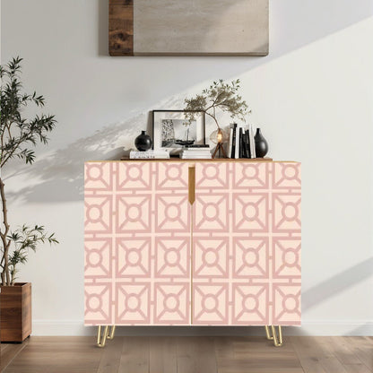 Kate McEnroe New York Mid Century Modern Blush Pink Breeze Block Wooden Storage CabinetStorage CabinetshWFhJNWW6m