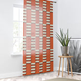 Kate McEnroe New York Mid Century Modern Bold Orange and Beige Window CurtainWindow CurtainsCurtainSheer - 50x84 - DoublePanel