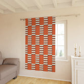 Kate McEnroe New York Mid Century Modern Bold Orange and Beige Window CurtainWindow CurtainsCurtainSheer - 50x84 - DoublePanel