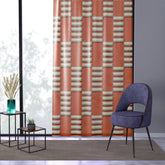 Kate McEnroe New York Mid Century Modern Bold Orange and Beige Window CurtainWindow CurtainsCurtainSheer - 50x84 - DoublePanel