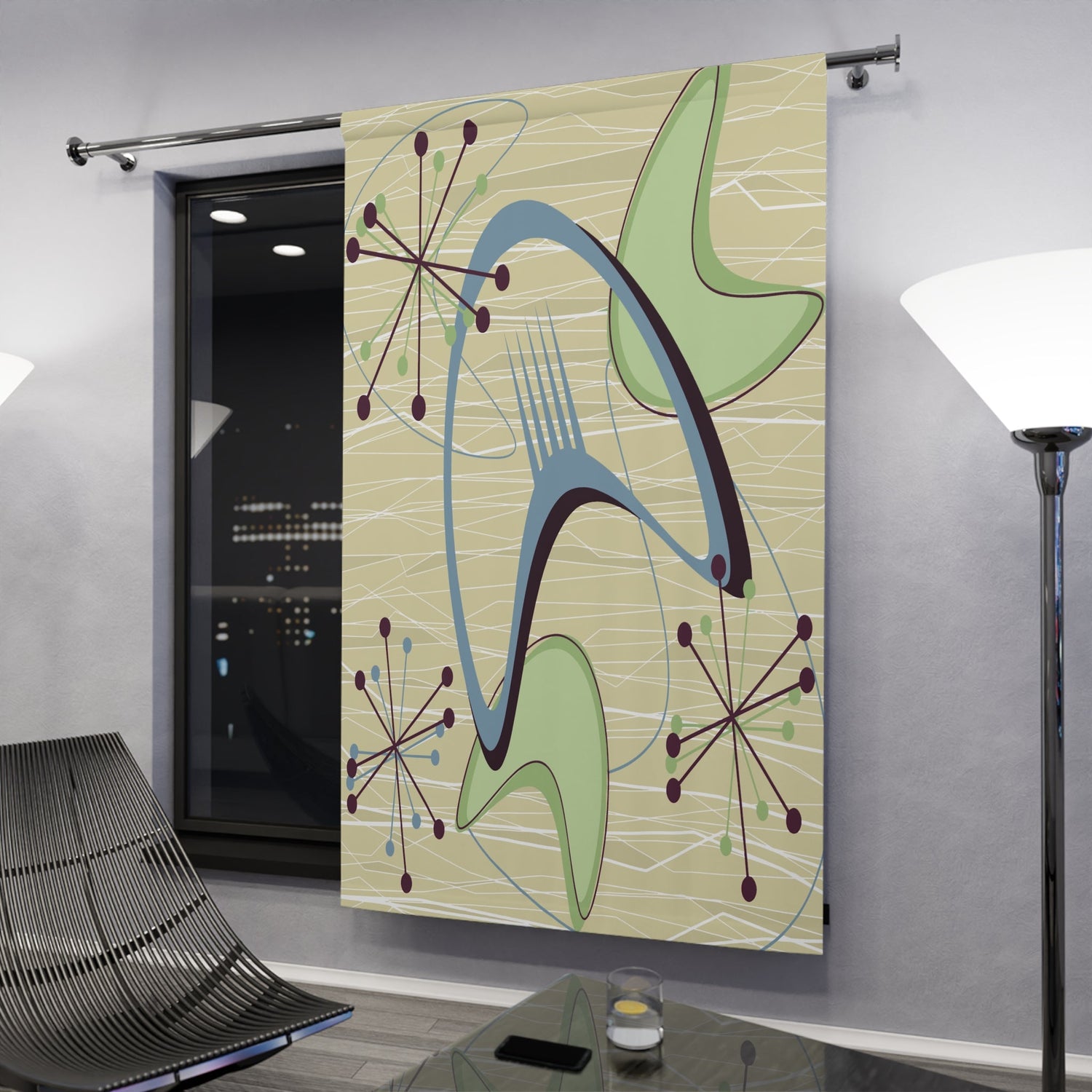 Kate McEnroe New York Mid Century Modern Boomerang Atomic Starburst Blackout Window CurtainsWindow Curtains18479123555621443503