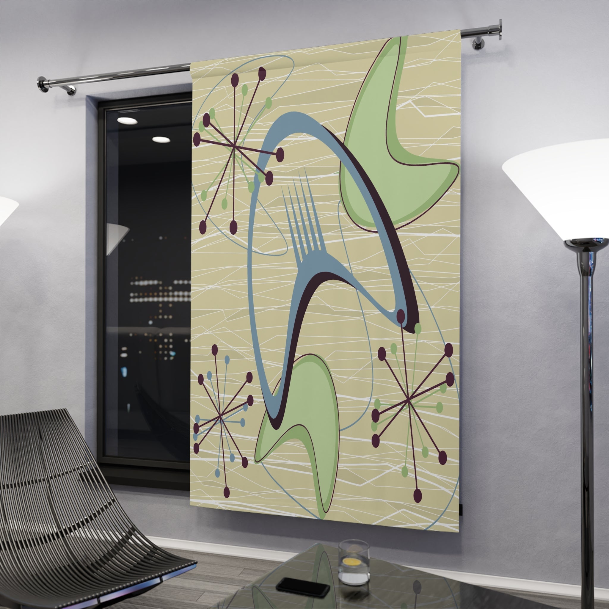 Kate McEnroe New York Mid Century Modern Boomerang Atomic Starburst Blackout Window CurtainsWindow Curtains18479123555621443503