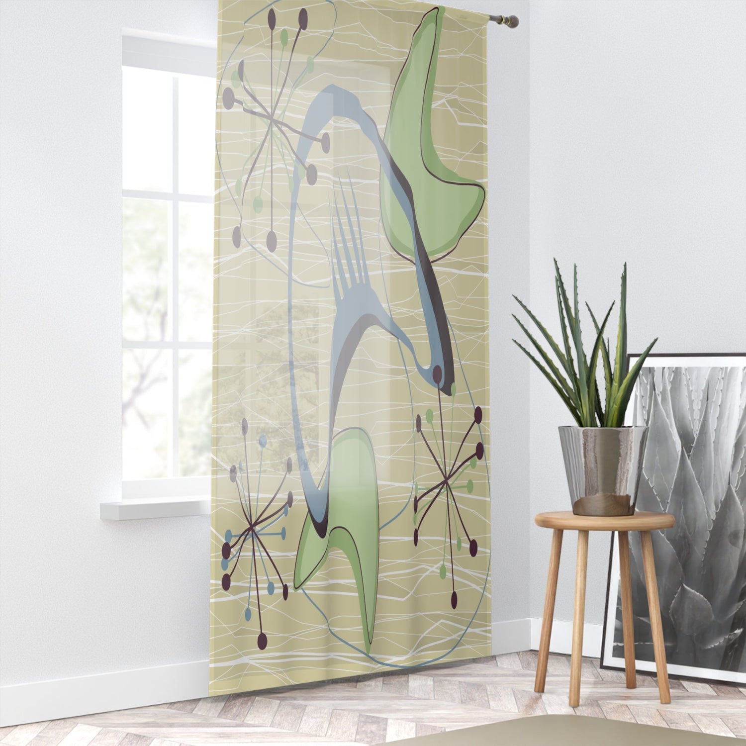 Kate McEnroe New York Mid Century Modern Boomerang Atomic Starburst Sheer Window CurtainsWindow Curtains70584361610542865872