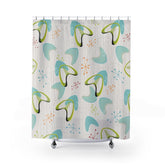 Kate McEnroe New York Mid Century Modern Boomerang Shower Curtain, Retro Aqua Blue, Lime Green, Orange, Silver Starburst Bathroom Decor, Retro Bath CurtainsShower CurtainsS40 - BOM - GBL - 7x7