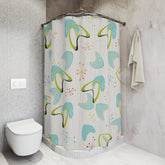 Kate McEnroe New York Mid Century Modern Boomerang Shower Curtain, Retro Aqua Blue, Lime Green, Orange, Silver Starburst Bathroom Decor, Retro Bath CurtainsShower CurtainsS40 - BOM - GBL - 7x7