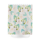 Kate McEnroe New York Mid Century Modern Boomerang Shower Curtain, Retro Aqua Blue, Lime Green, Orange, Silver Starburst Bathroom Decor, Retro Bath CurtainsShower CurtainsS40 - BOM - GBL - 7x7