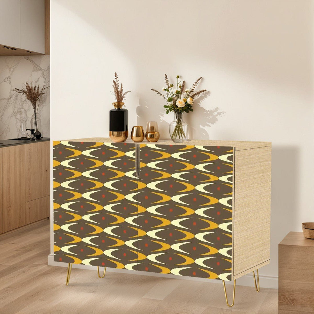 Kate McEnroe New York Mid Century Modern Boomerang Sideboard, Retro 1950s Atomic Age Storage CabinetStorage CabinetsVUk9SCkDj0