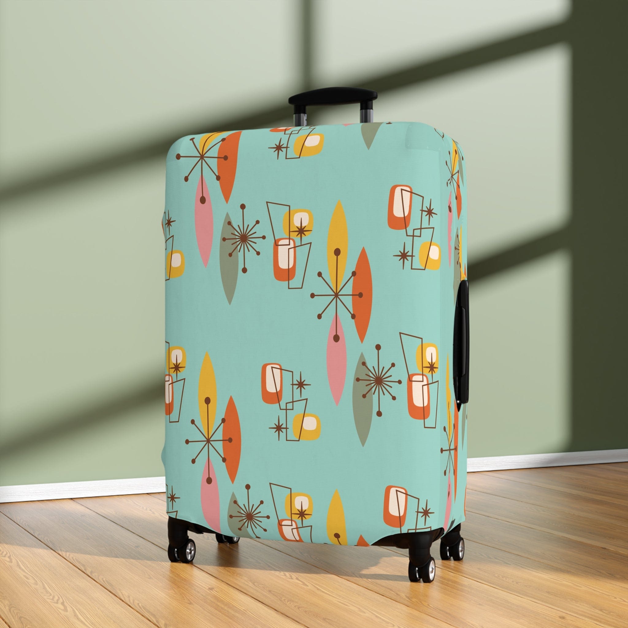Kate McEnroe New York Mid Century Modern Boomerang Starburst Luggage Cover, Retro MCM Travel AccessoryLuggage Covers13192064330981502668