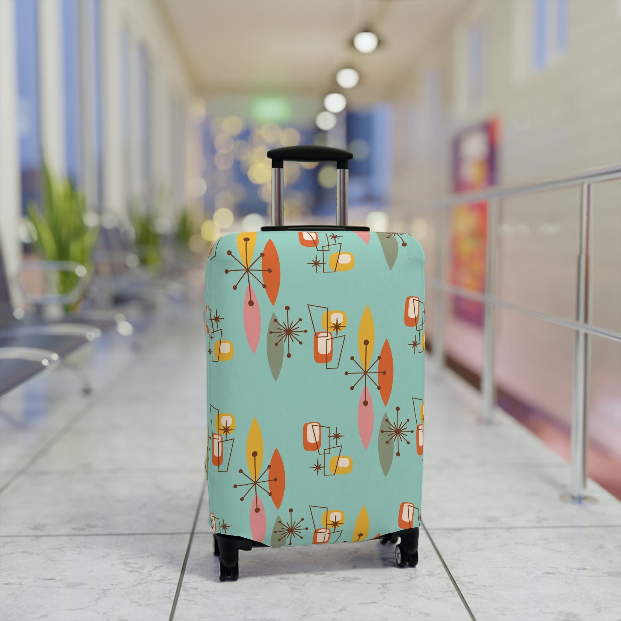 Kate McEnroe New York Mid Century Modern Boomerang Starburst Luggage Cover, Retro MCM Travel AccessoryLuggage Covers13192064330981502668