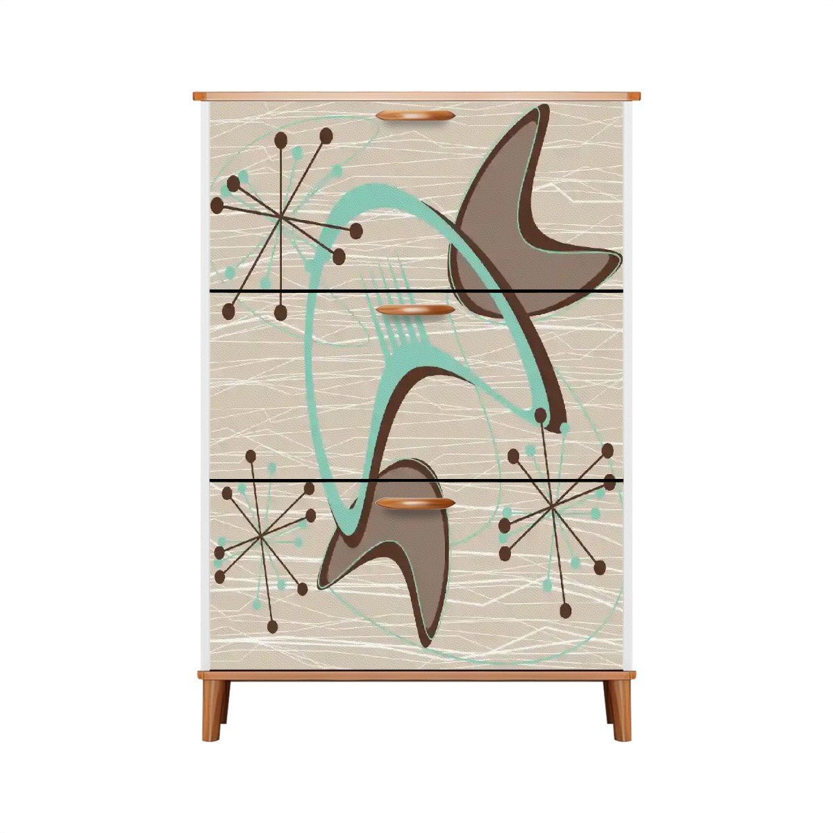 Kate McEnroe New York Mid Century Modern Boomerang Starburst Shoe Cabinet, Retro 50s Atomic Age Storage OrganizerShoe StorageZaaUSZpZCd