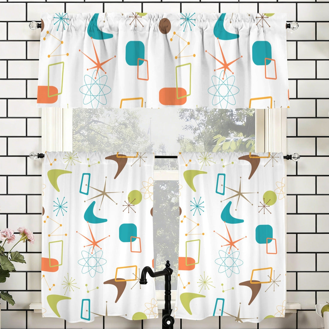 Kate McEnroe New York Mid Century Modern Boomerang Starburst Tier and Valance SetValancesD3376579