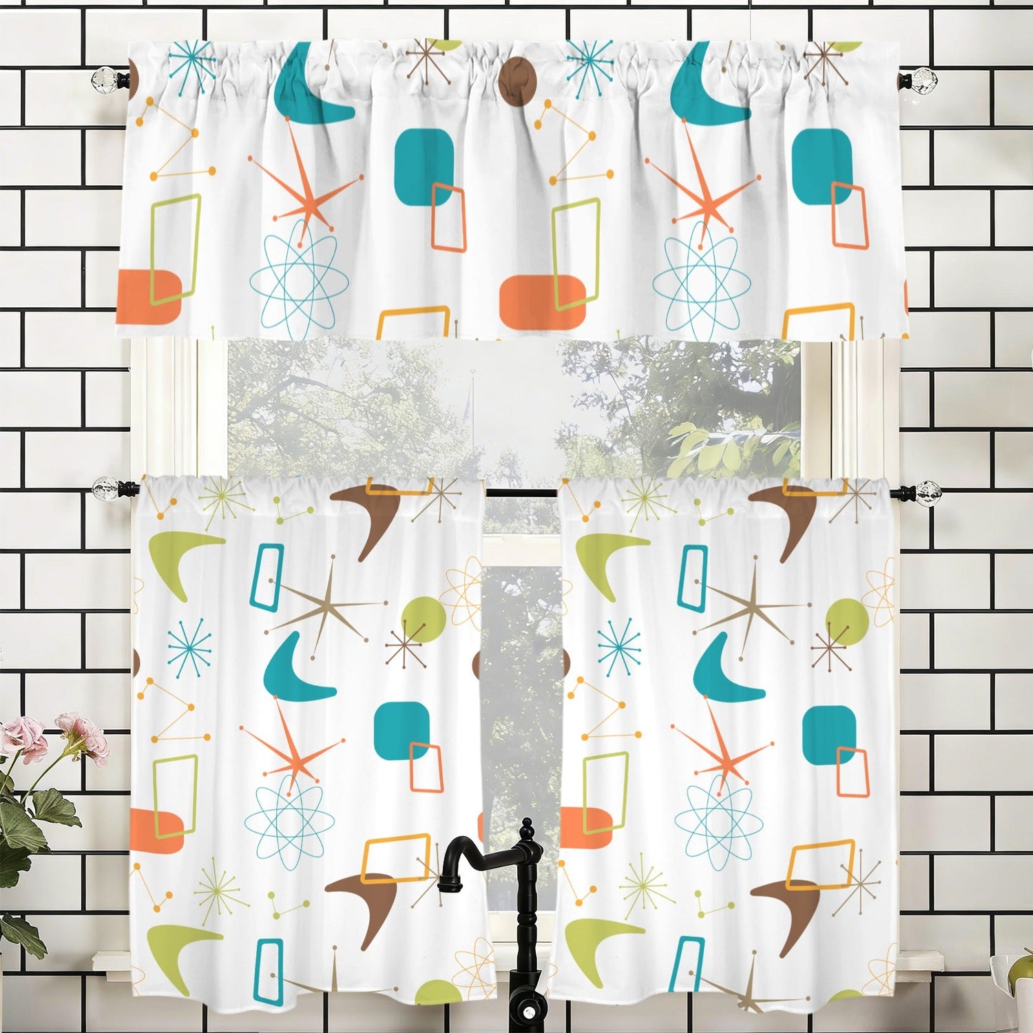 Kate McEnroe New York Mid Century Modern Boomerang Starburst Tier and Valance SetValancesD3376579
