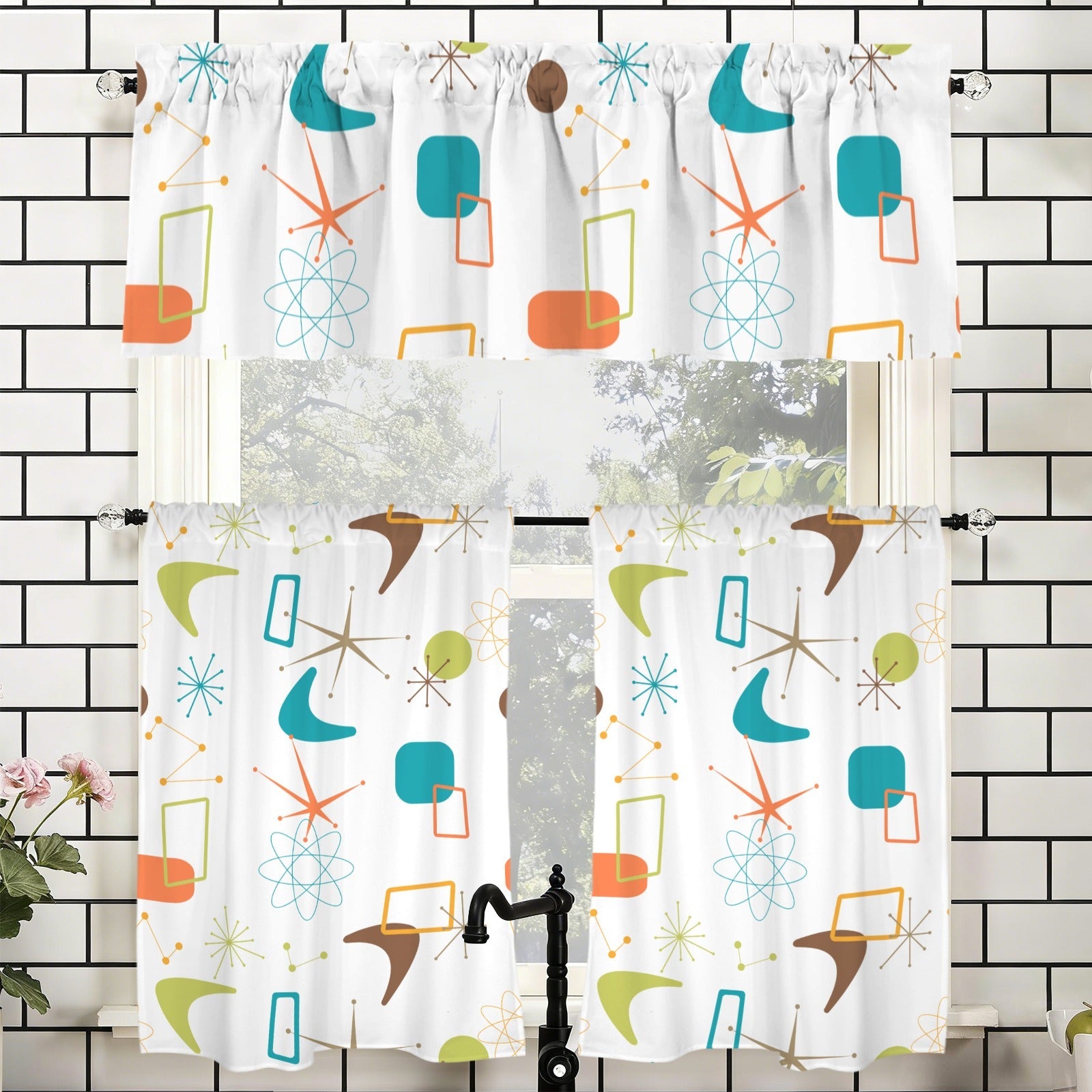 Kate McEnroe New York Mid Century Modern Boomerang Starburst Tier and Valance SetValancesD3376579
