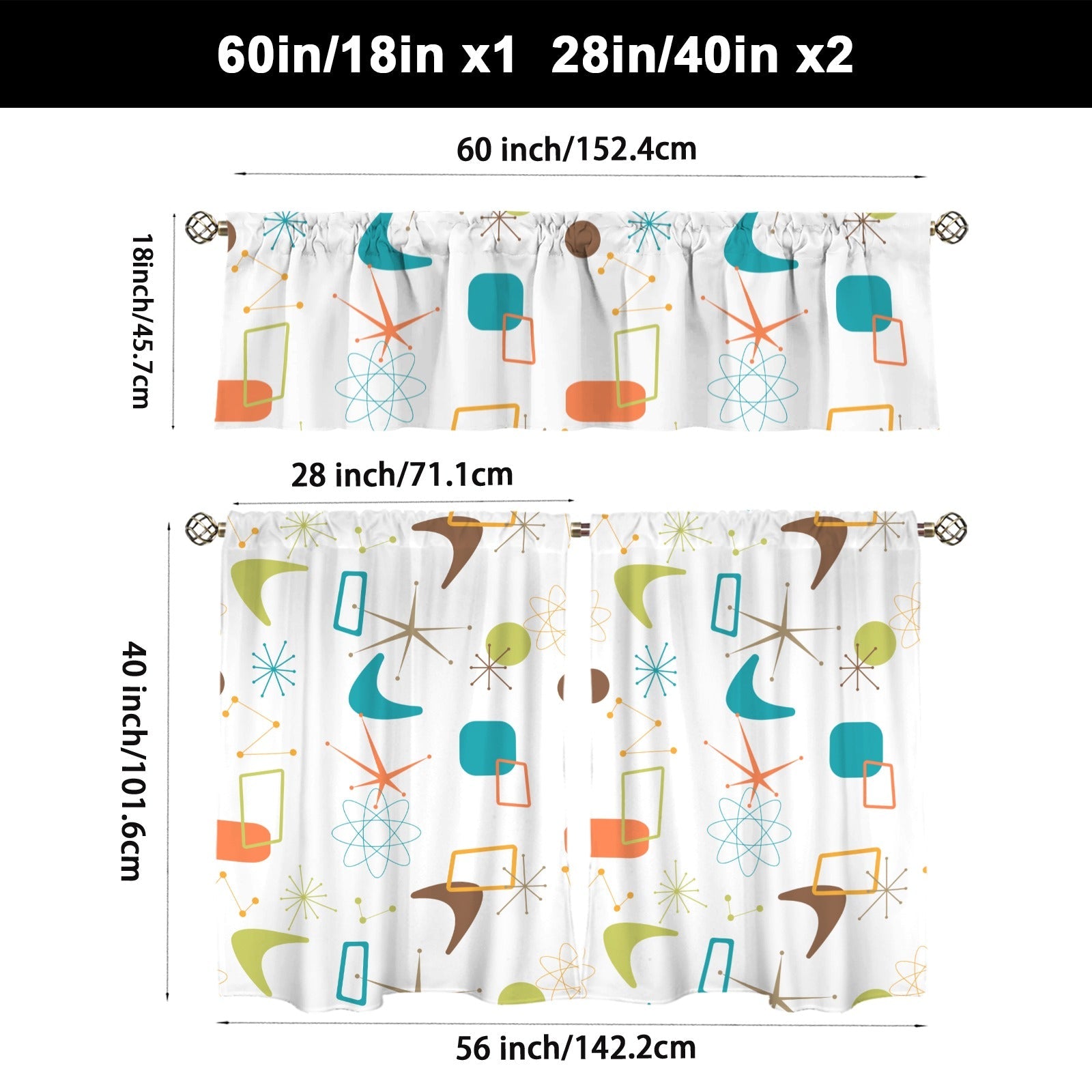 Kate McEnroe New York Mid Century Modern Boomerang Starburst Tier and Valance SetValancesD3376579