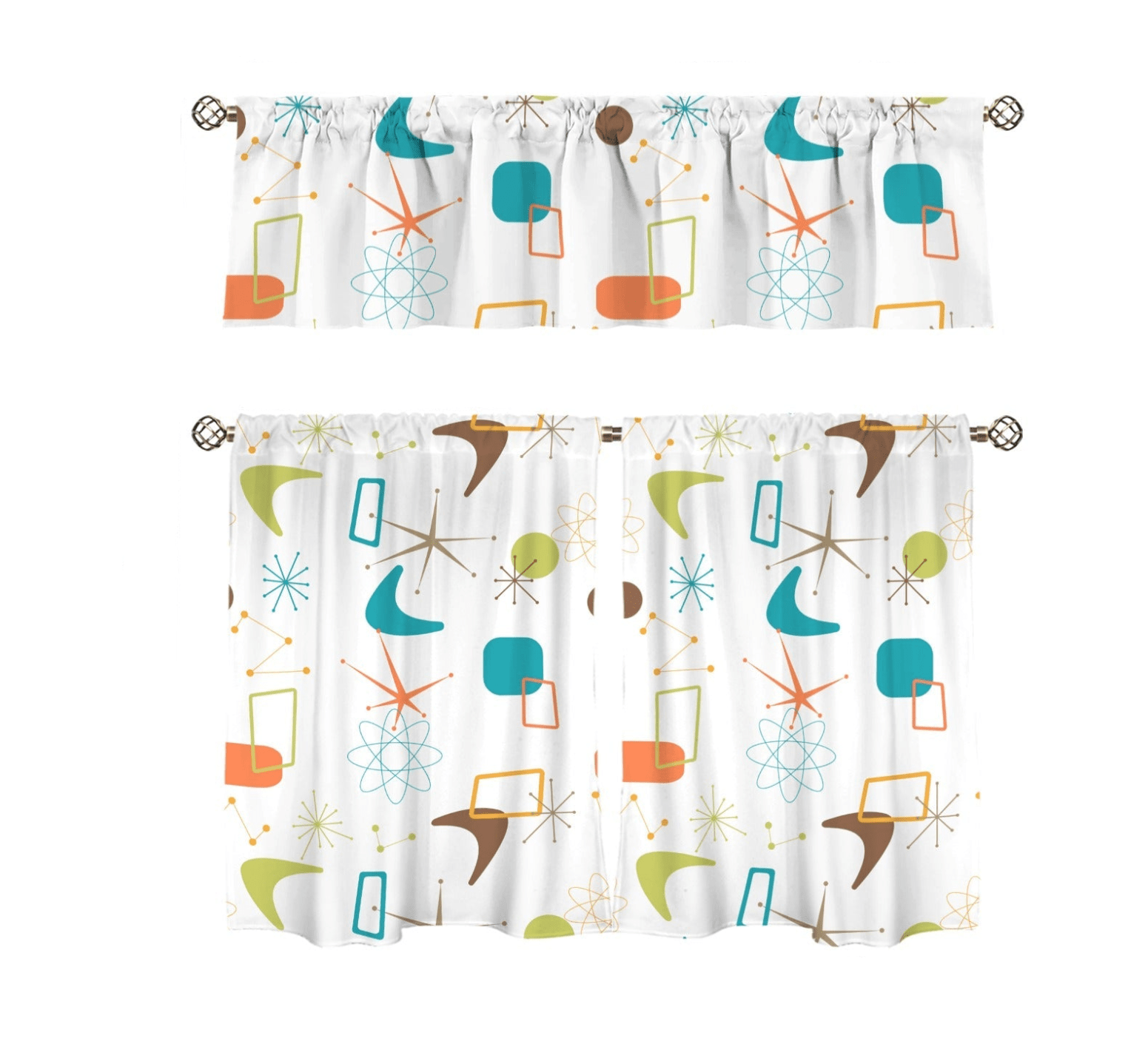 Kate McEnroe New York Mid Century Modern Boomerang Starburst Tier and Valance SetValancesD3376579