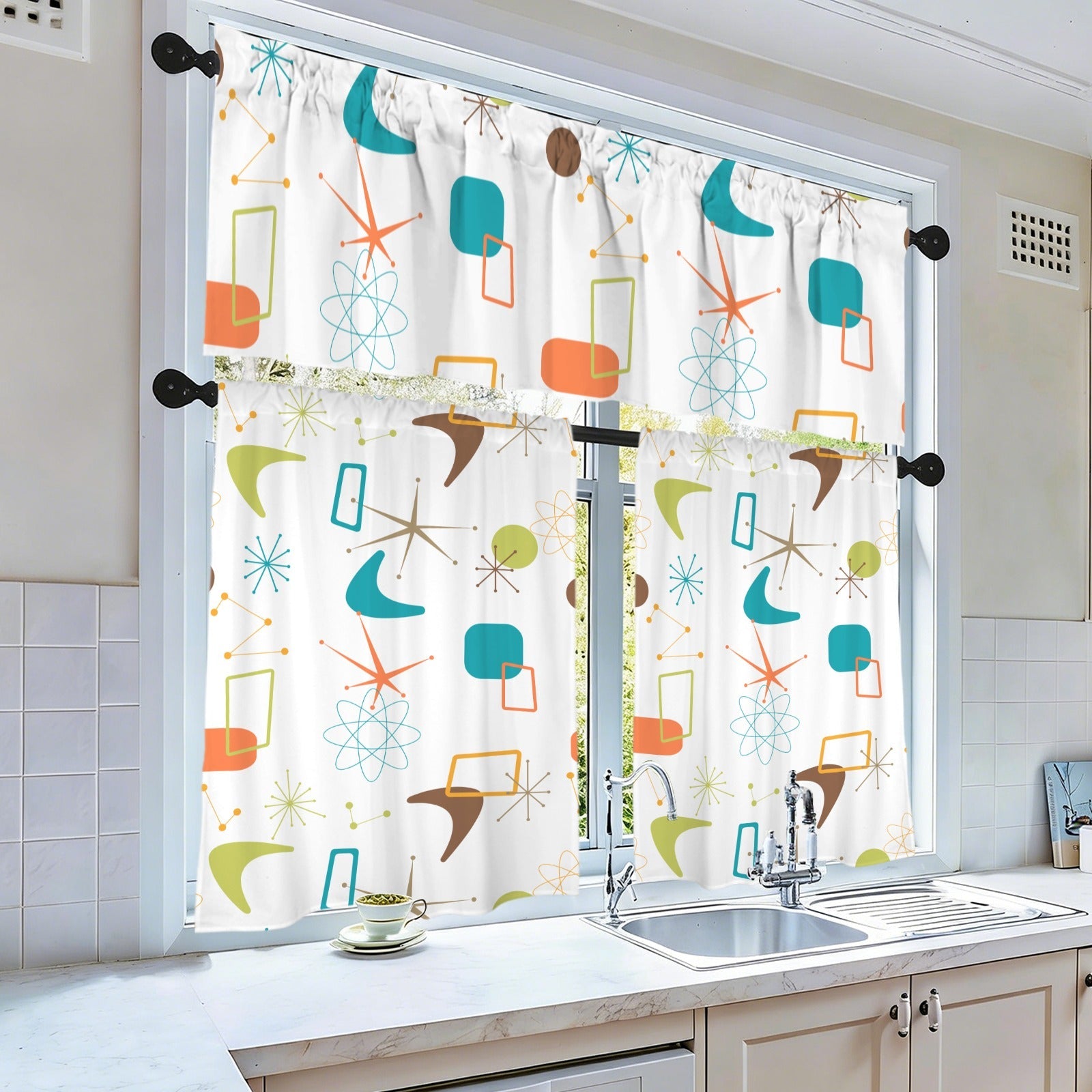 Kate McEnroe New York Mid Century Modern Boomerang Starburst Tier and Valance SetValancesD3376579