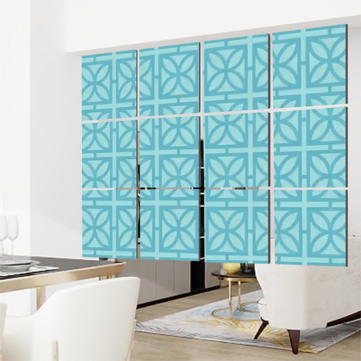 Kate McEnroe New York Mid Century Modern Breeze Block Hanging Room Divider, Retro Geometric Privacy Panel, MCM Partition ScreenRoom DividersDFKprKla10