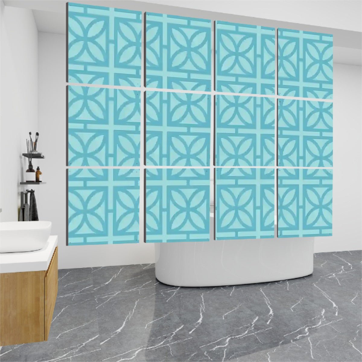 Kate McEnroe New York Mid Century Modern Breeze Block Hanging Room Divider, Retro Geometric Privacy Panel, MCM Partition ScreenRoom DividersDFKprKla10