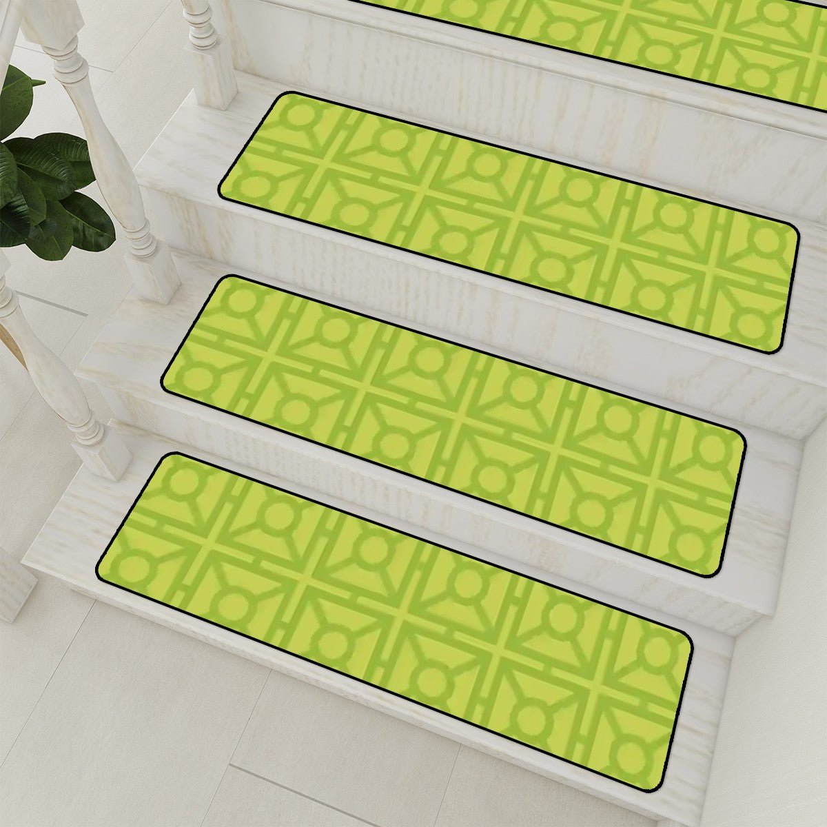 Kate McEnroe New York Mid Century Modern Breeze Block Stair Treads, Modernist Retro Green Geometric Step CoversStair Treads1iQqbhDxXj
