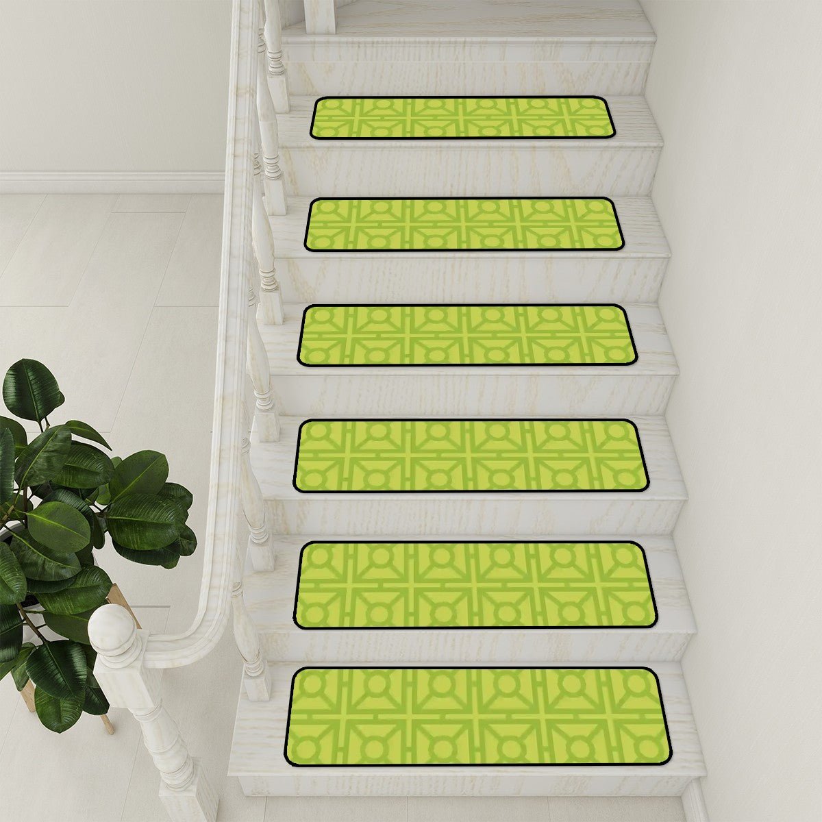 Kate McEnroe New York Mid Century Modern Breeze Block Stair Treads, Modernist Retro Green Geometric Step CoversStair Treads1iQqbhDxXj