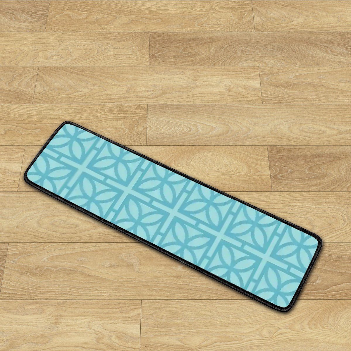 Kate McEnroe New York Mid Century Modern Breeze Block Stair Treads, Retro Geometric Blue Non - Slip Step CoversStair TreadsmY3uEUh2PG